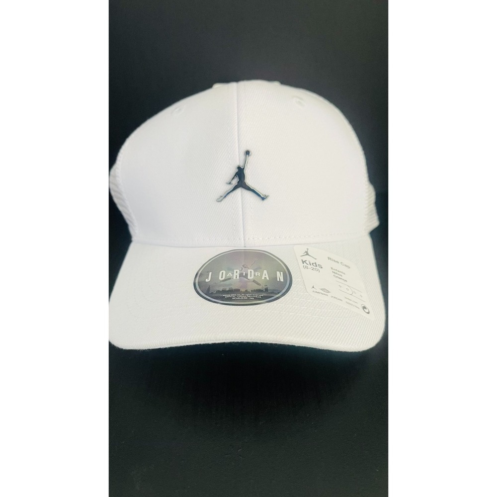 Jordan nike kids rise cap (8-10) white with mesh back